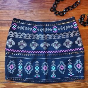 Francescas brand Miami embroidered embellished mini skirt size Medium